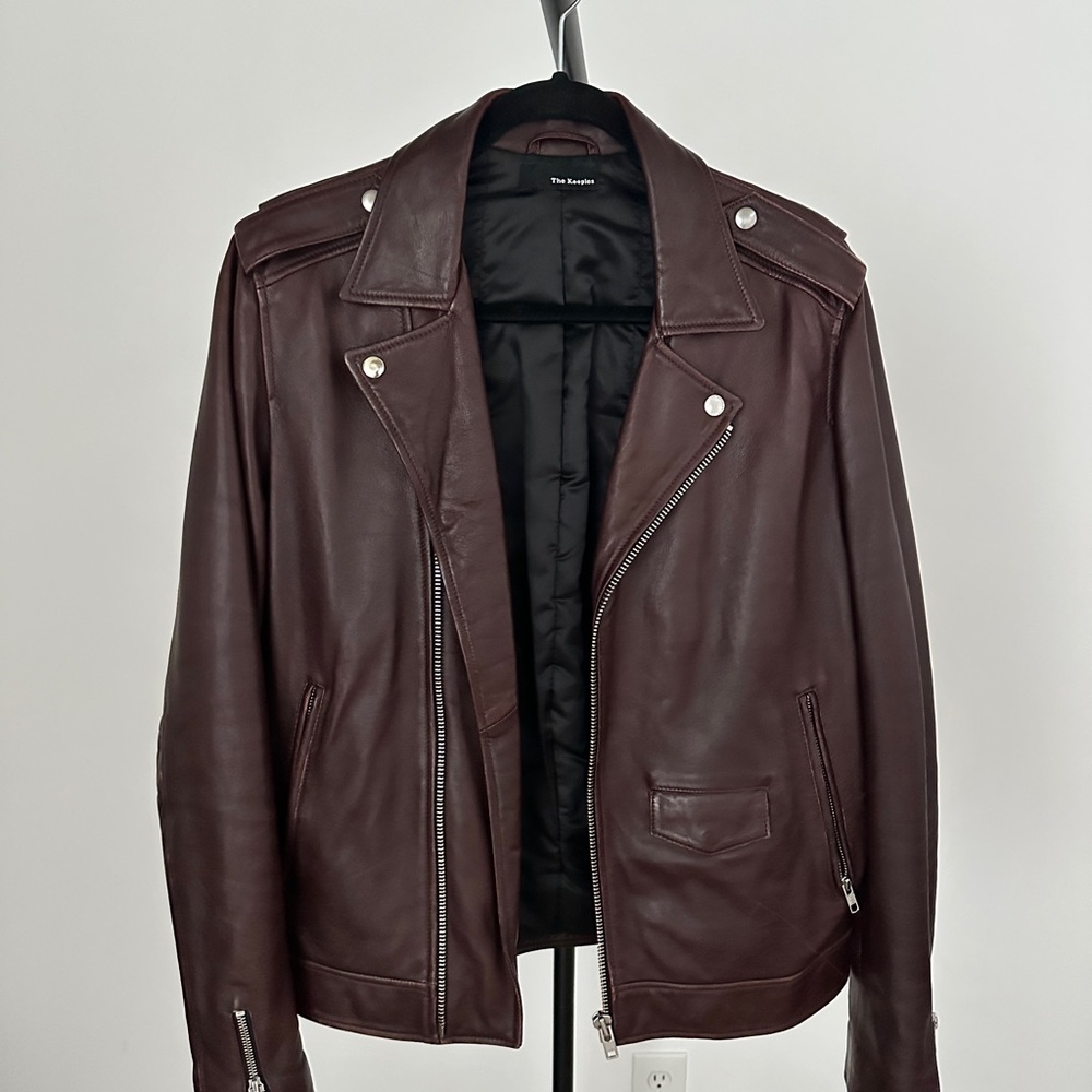 The Kooples Brown Bomber Jacket with Varsity Style